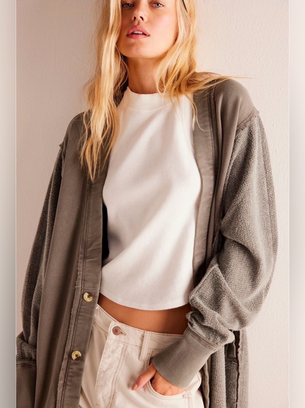 We the free free people dreamy blue cardi- quiet grey NWT $148 XS *see color* - Picture 4 of 8